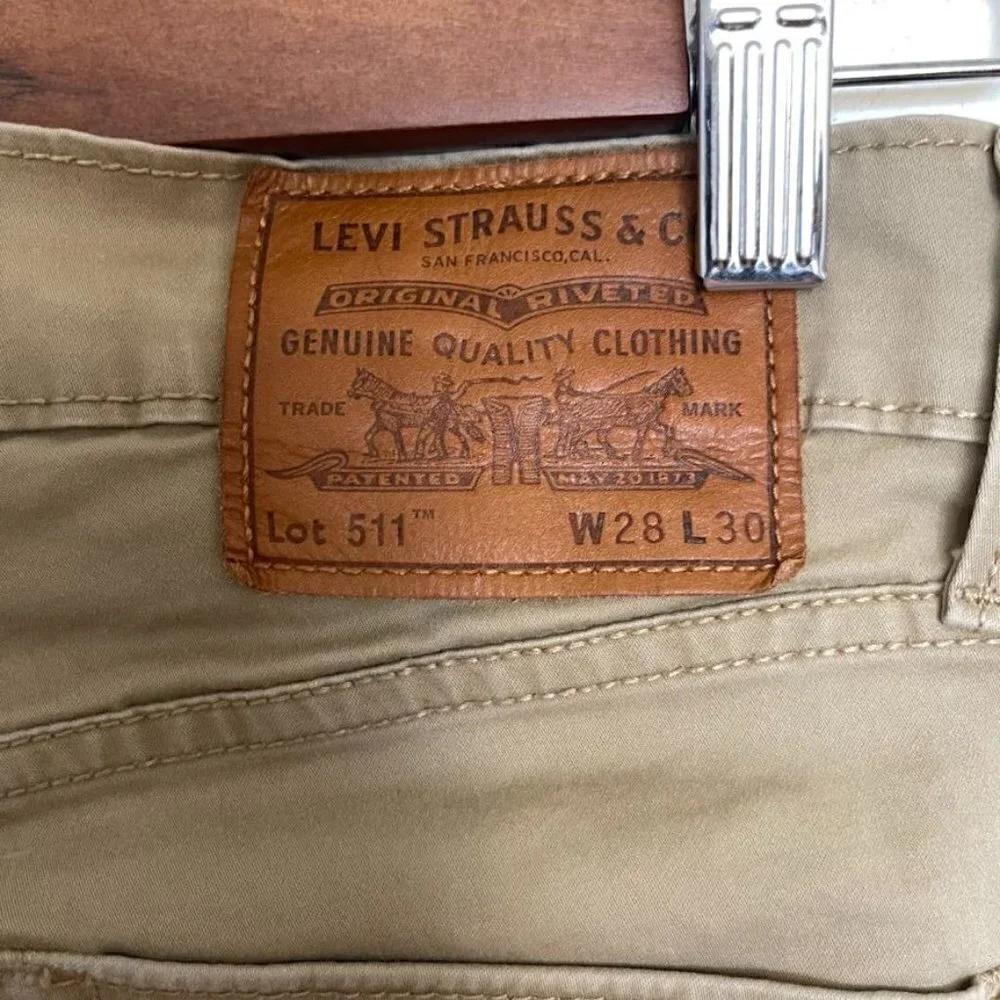 𝅺LEVI'S Jeans 511 Premium 04511-4425 Beige Slim Fit Mens w28 L30